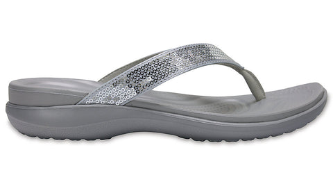 Crocs Capri V Sequin Silver-Thongs