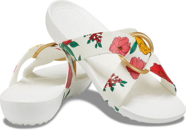 Crocs Serena Printed Cross Band Slide Floral White – Sole Central