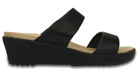 Crocs A-Leigh 2-Strap Mini Wedge Black