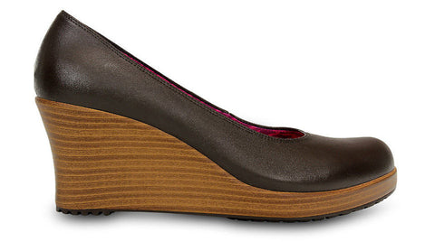 Crocs Aleigh Closed Toe Wedge Espresso Walnut - Sole Central