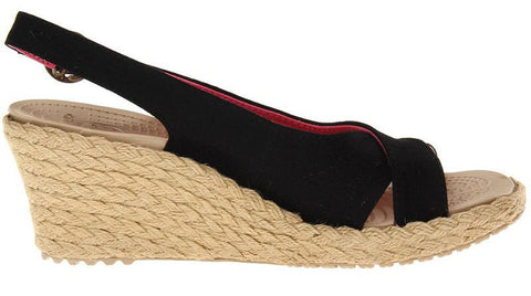 Crocs A-Leigh Linen Wedge Black Chai - Sole Central