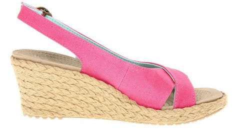 Crocs A-Leigh Linen Wedge Hot Pink Chai - Sole Central