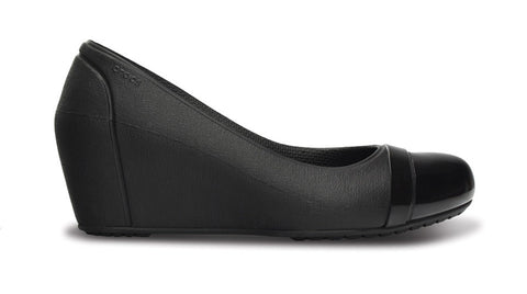 Crocs Cap Toe Wedge Black - Sole Central