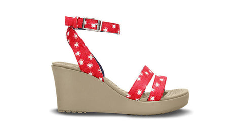 Crocs Leigh Graphic Wedge Red White