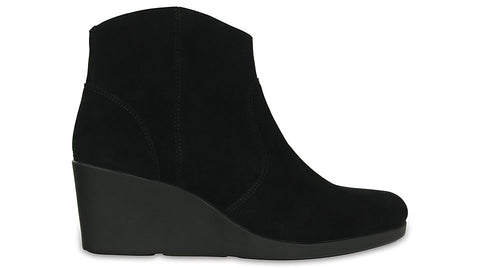 Crocs Leigh Suede Wedge Bootie Black-Wedges