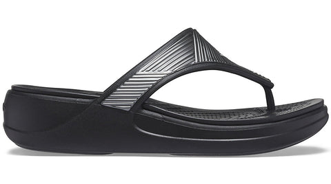 Crocs Monterey Metallic Wedge Flip Black